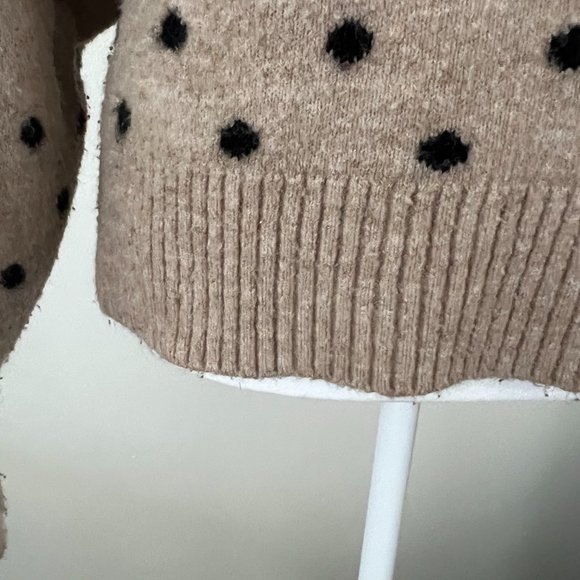 H&M | Tan & Black Polka Dot Mock Neck Slouchy Lounge Sweater - Picture 8 of 12